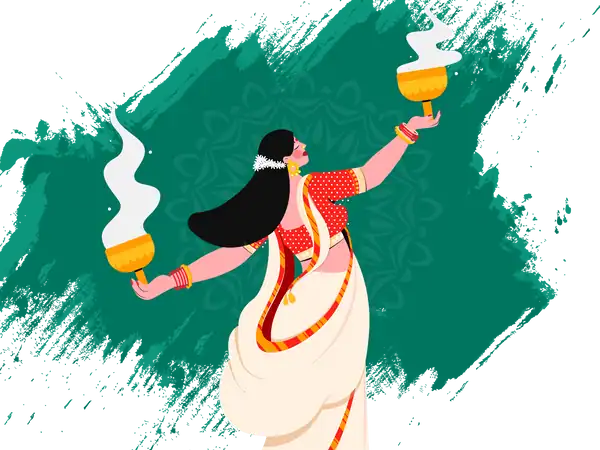 bengali woman doing durga puja illustration svg download png 5332029