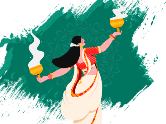 bengali-woman-doing-durga-puja-illustration-svg-download-png-5332029