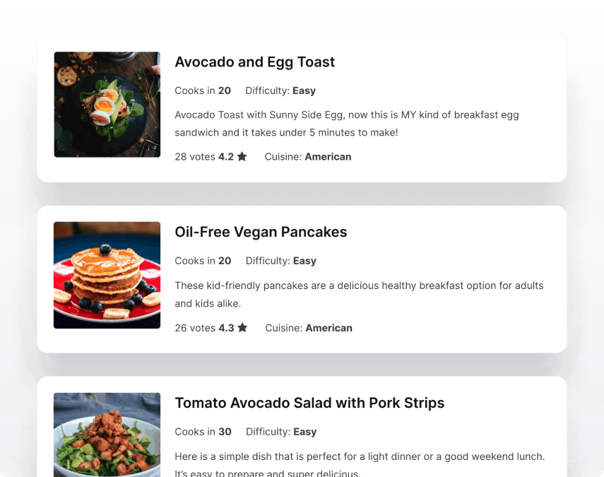 Recipe Cards for Easy View Utsav Recipes