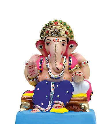 Ganesh Idol 8″ Home Visarjan Kacchi Mitti (Eco Friendly – 50 (Diamond) – Assorted Colour – Only Berlin same day delivery