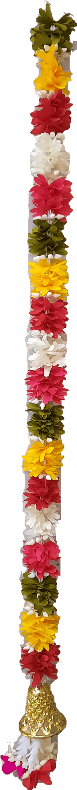 Artificial Marigold  White and pink Hanging Toran with Bell Set of 2