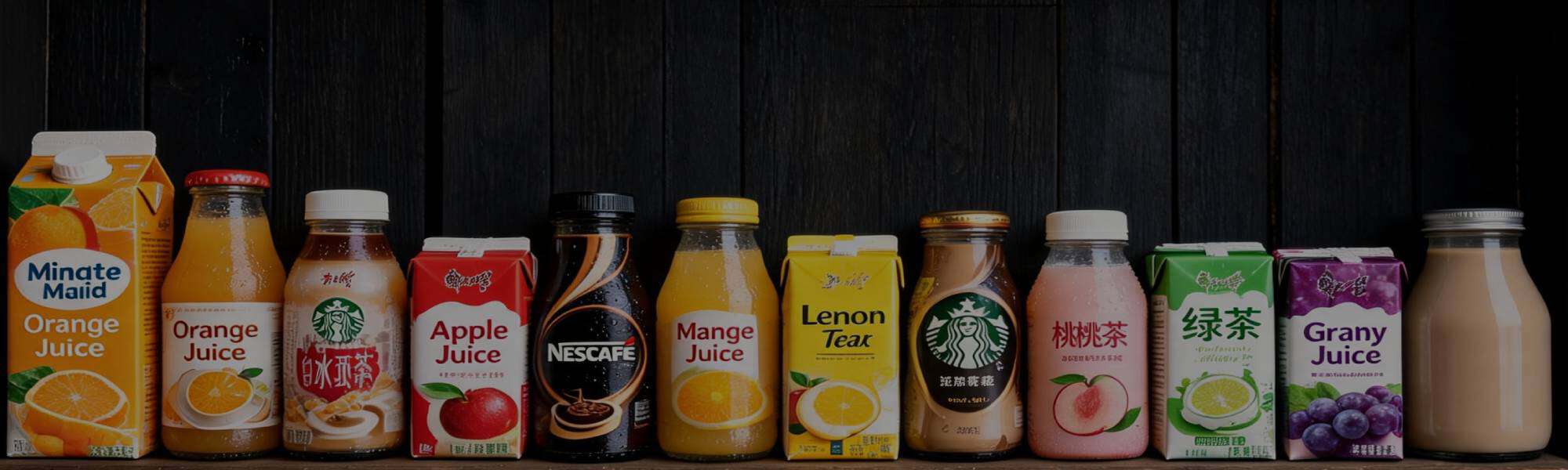 Fresh fruit juices displayed at Utsav Market, including orange, apple, mango, lemon, and green juice.
